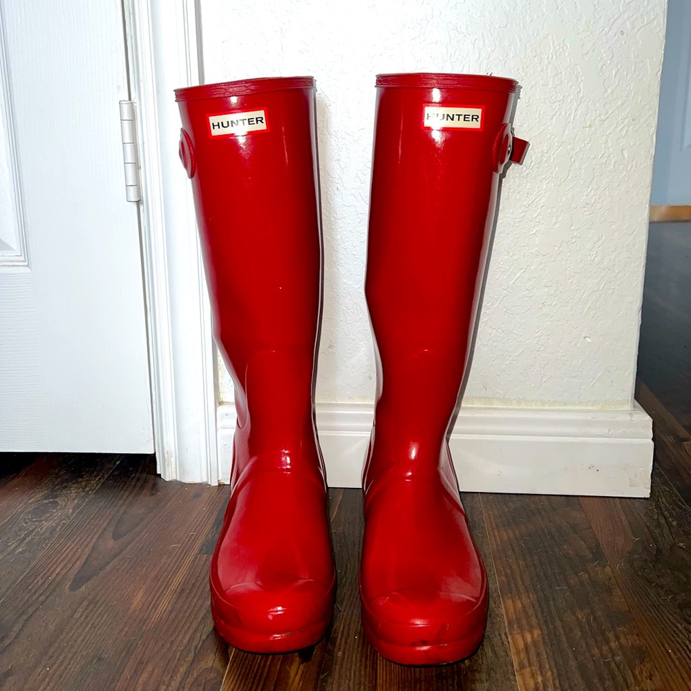 Tall Hunter Rain Boots Red
